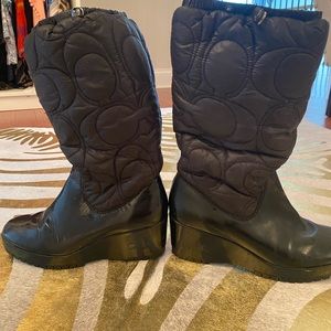 Black Quilted Coach Snow boots Size 6